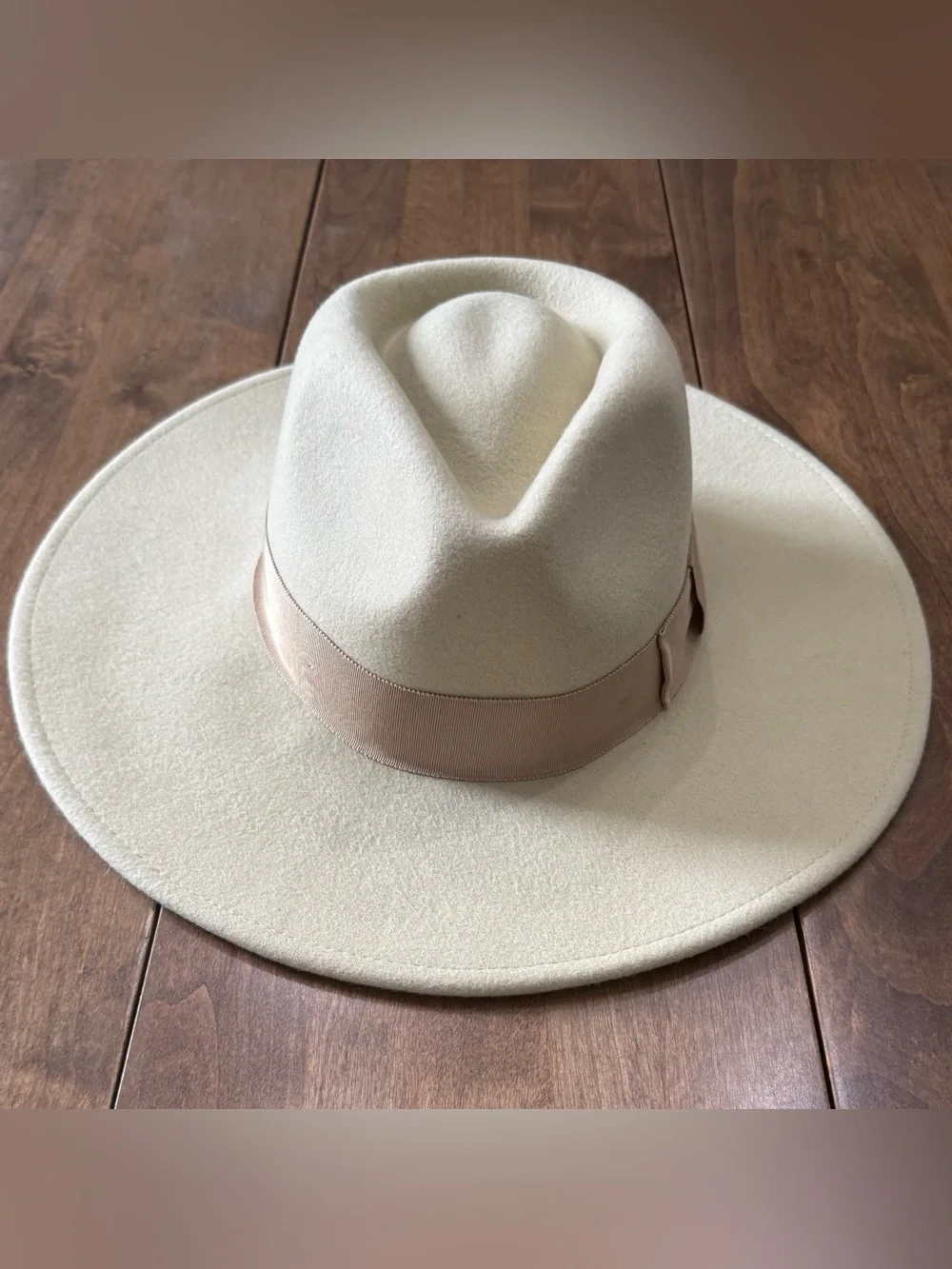 Brixton Joanna Felt Hat in Light Khaki Wide-Brim Wool Fedora Size Medium